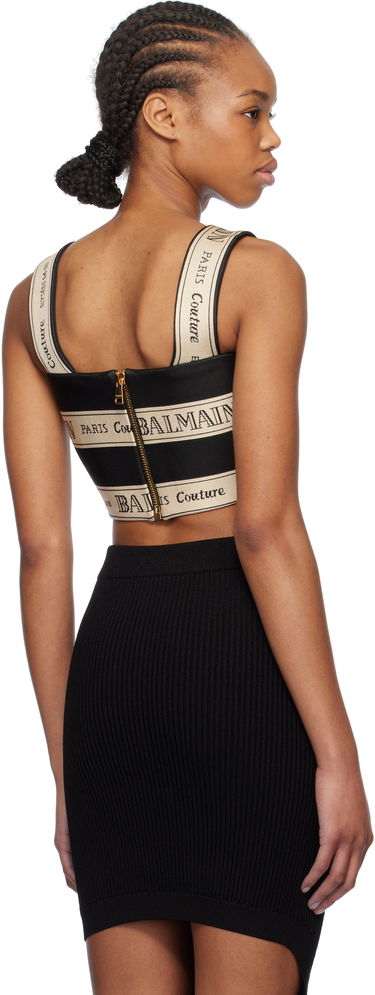 Nederdel Balmain Balmain Ribbon Jacquard Crop Top Sort | EF1AA370JJ95, 2