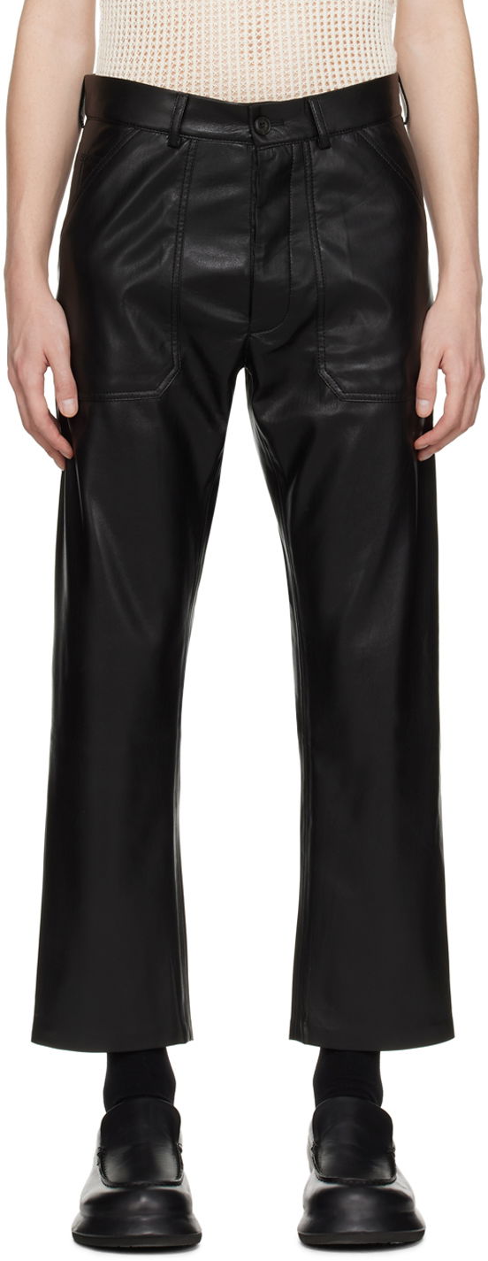 Cargo bukser Nanushka Vegan Leather Trousers Sort | NM22FWPA00599