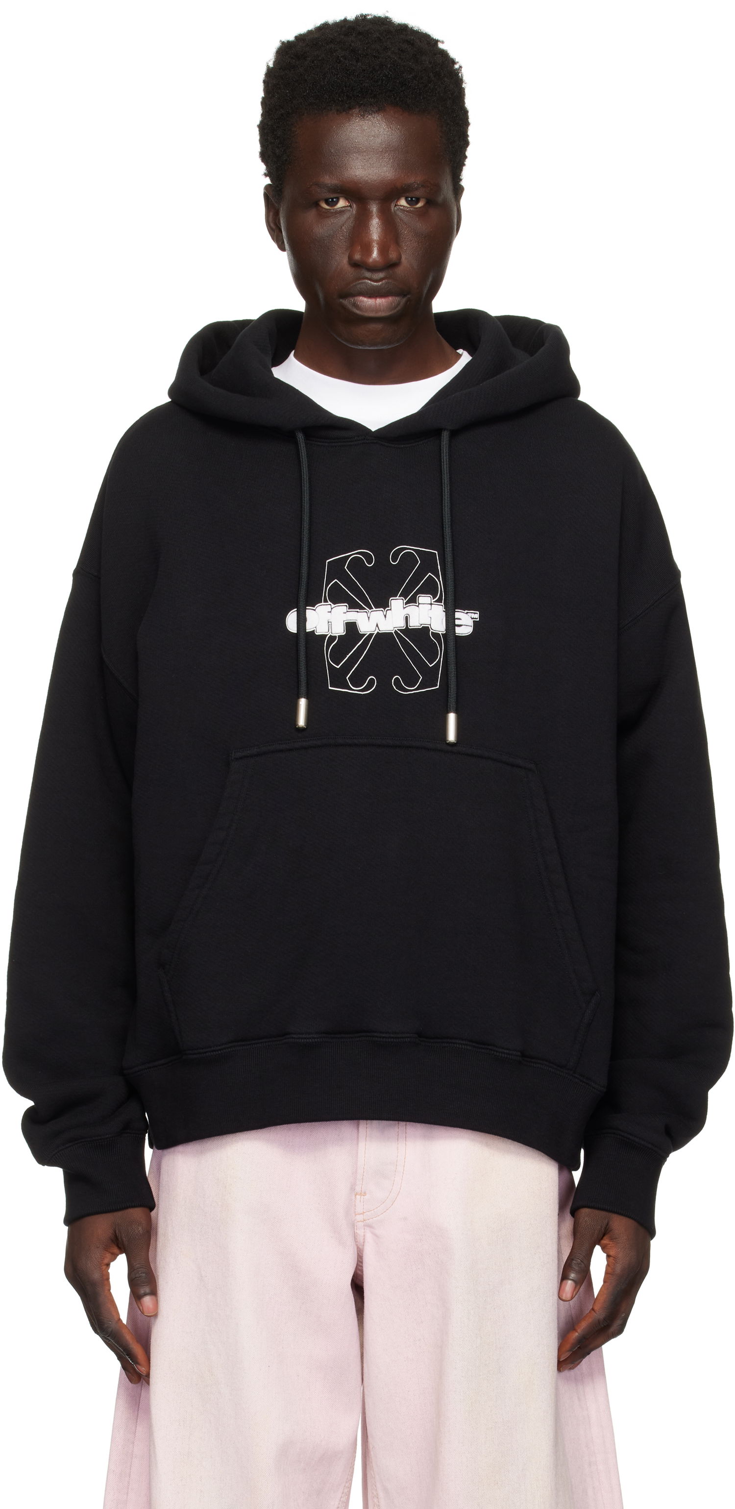 Sweatshirt Off-White Flock Arrow Skate Black Hoodie Sort | OMBB085F24FLE00M1001, 0