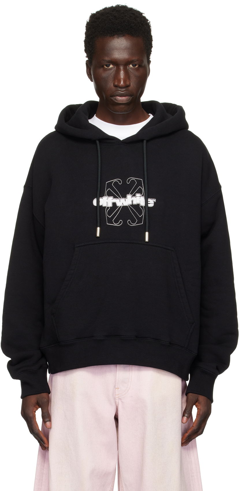 Sweatshirt Off-White Flock Arrow Skate Black Hoodie Sort | OMBB085F24FLE00M1001