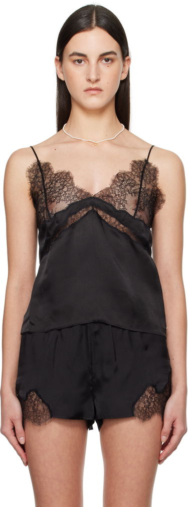 Pyjamas Anine Bing Anine Bing Dorothy Lace-Trim Silk Camisole Sort | A-10-10358-BLK26, 0