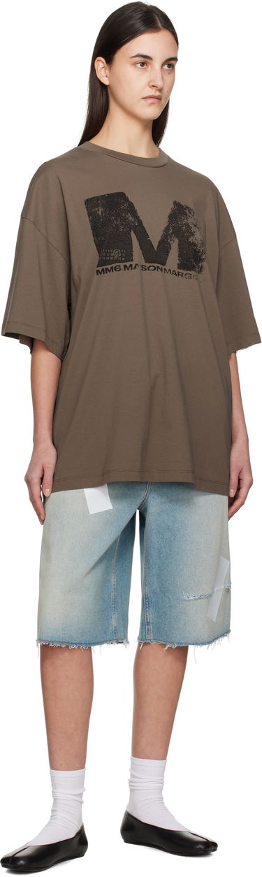 T-shirt Maison Margiela MM6 Maison Margiela Sunbleached Logo T-Shirt Brun | S52GC0342 S24312, 3