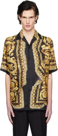 Black & Gold Wild Illusion Silk Shirt