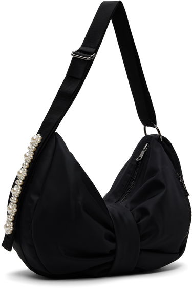 Skuldertaske Simone Rocha Simone Rocha Pearl-Embellished Sling Bow Bag Sort | BAG199B 0761, 1