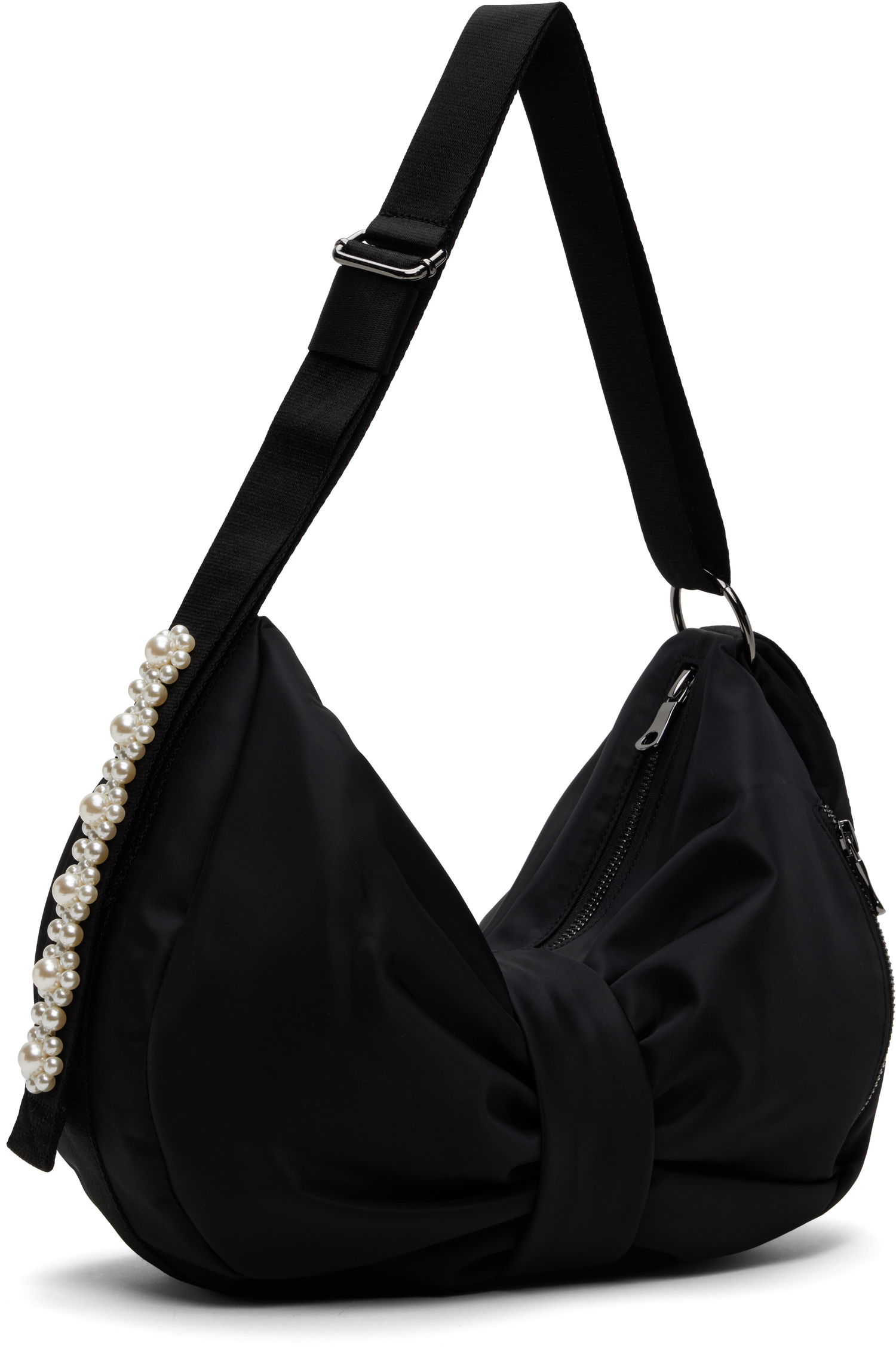 Skuldertaske Simone Rocha Simone Rocha Pearl-Embellished Sling Bow Bag Sort | BAG199B 0761, 1