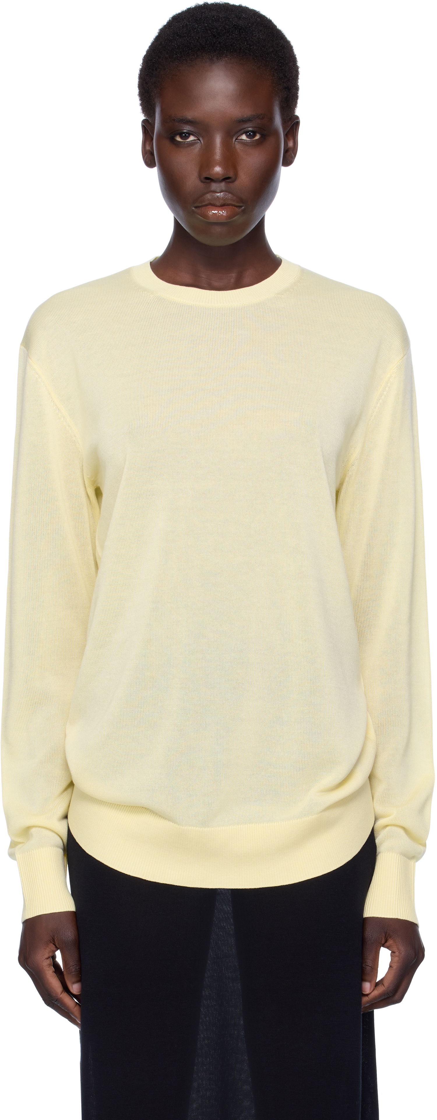 T-shirt TOTEME TOTEME Knit Long Sleeve Tee Gul | 253-WRT0604-YA0079, 0
