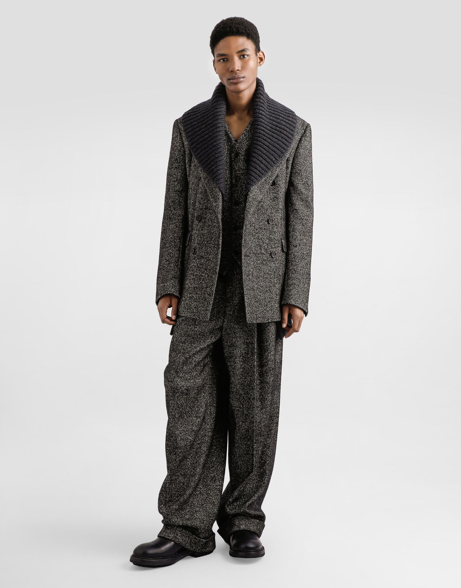Bukser Dolce & Gabbana Dolce & Gabbana Chevron Wool Trousers Grå | GP168TFCBAJS8030, 1