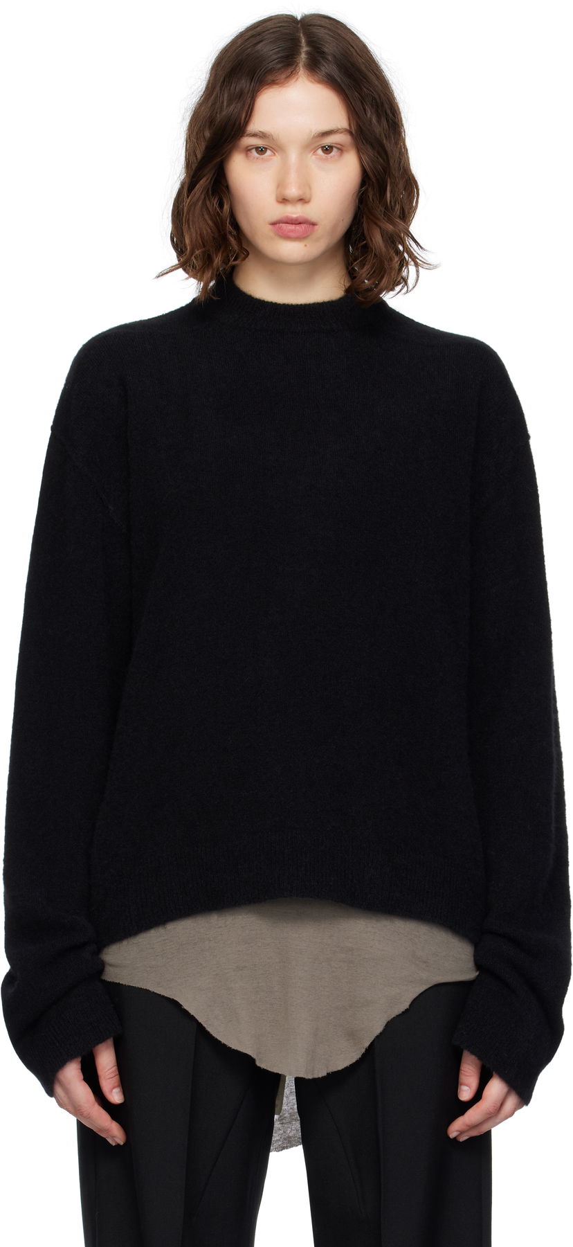 Sweater Rick Owens Rick Owens Concordians Tommy Long Sleeve Sweater Sort | RP02E4655 KWP