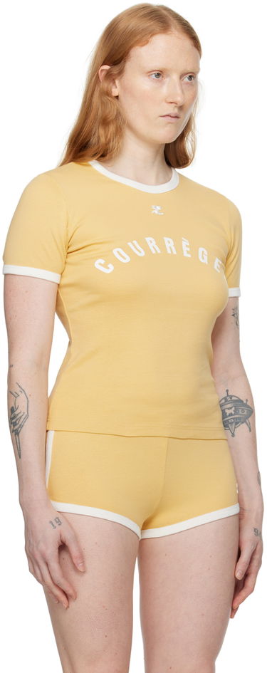 T-shirt Courrèges Contrast Trim T-Shirt Gul | 323JTS017JS0093, 1