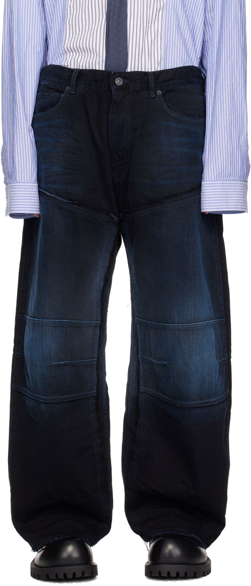 Jeans Balenciaga Double Knee Jeans Mørkeblå | 809444TRW587150
