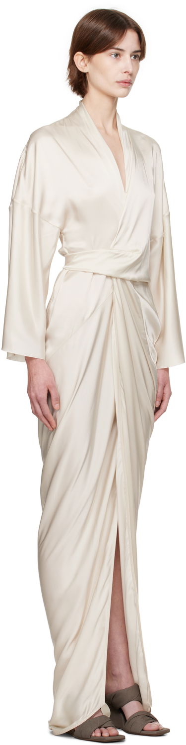 Kjole Rick Owens Rick Owens Hollywood Wrap Maxi Dress Beige | RP01E7566 SCH, 1