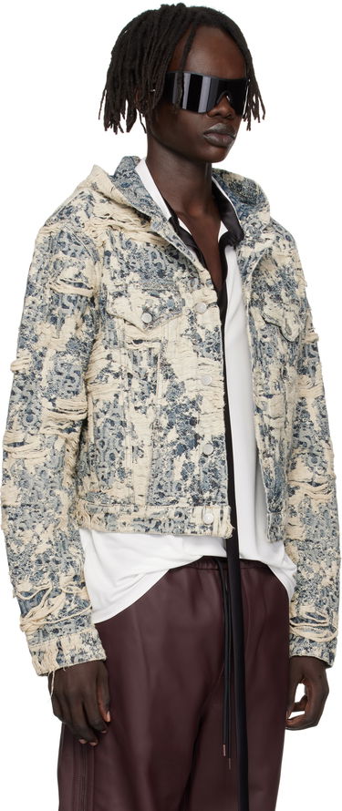 Jakke Acne Studios Acne Studios Hooded Distressed Denim Jacket Blå | C90202-, 1