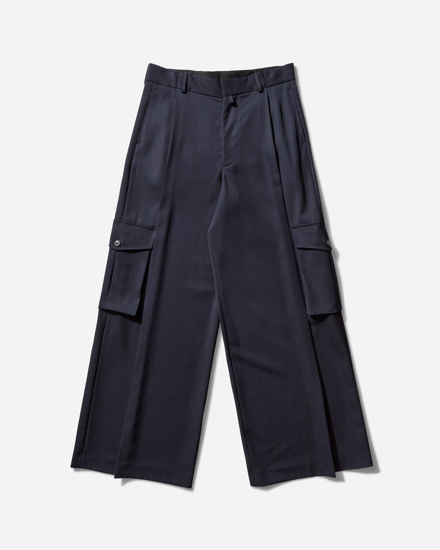Cargo bukser Dries Van Noten Wide Leg Pleated Cargo Pants Mørkeblå | 251-020915-1176 509, 0
