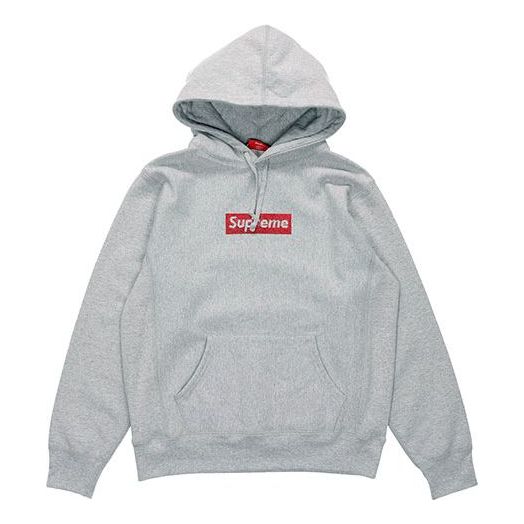 Sweatshirt Supreme Supreme x Swarovski Box Logo Hooded Sweatshirt Grå | SUP-SS19-909