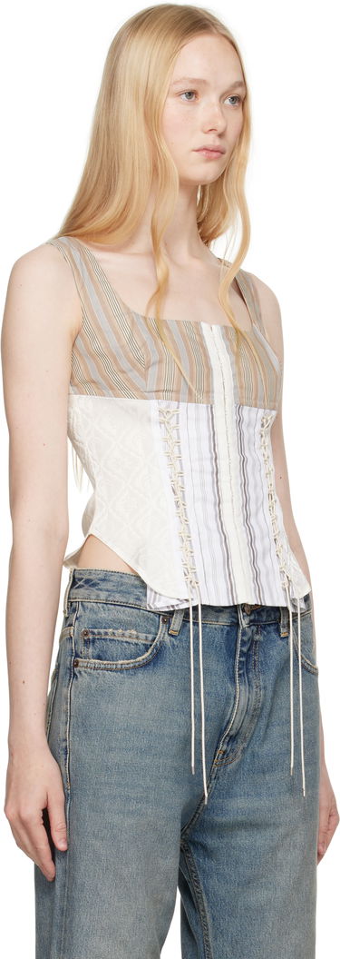 Tanktop Marine Serre Marine Serre Striped Poplin Bustier Top Hvid | WTO410A DWOV0061, 1