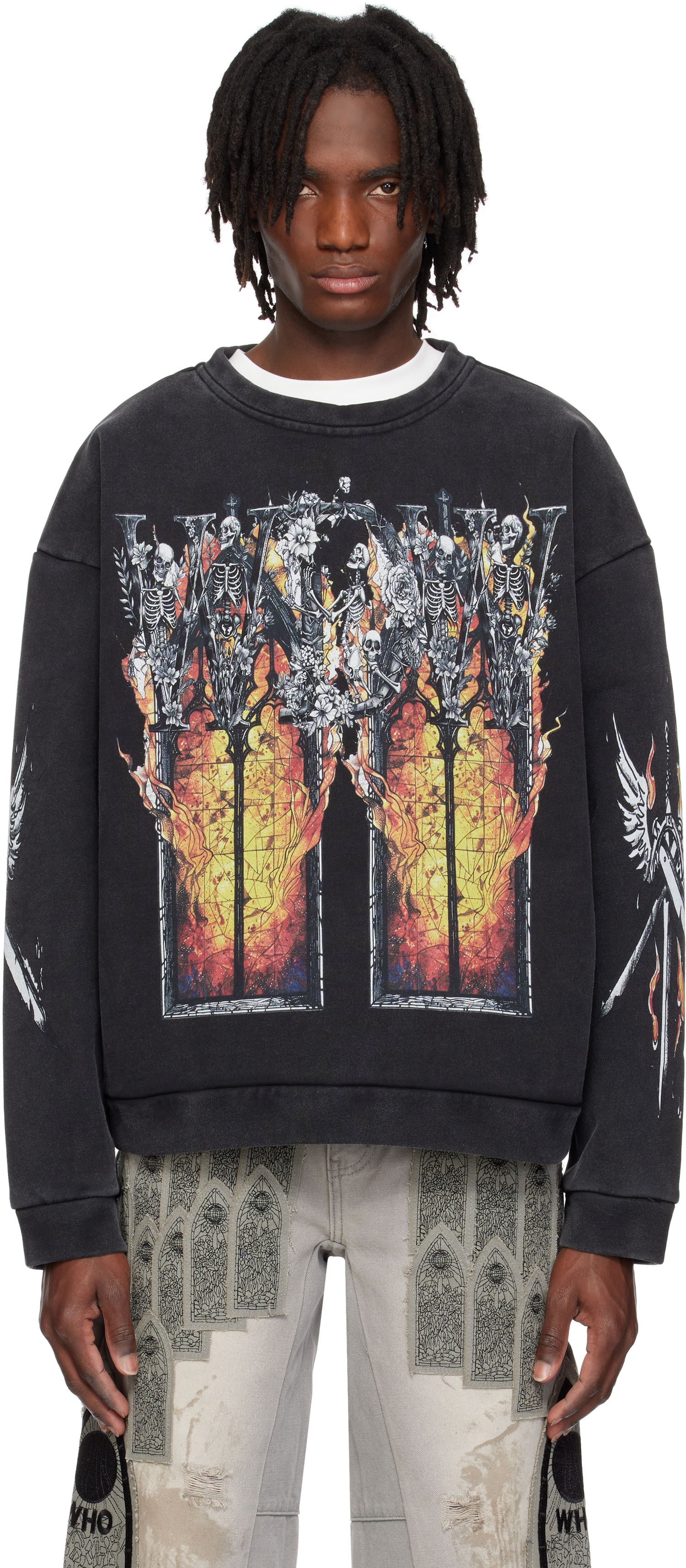 Sweater Who Decides War Who Decides War Ember Chapel Graphic Crewneck Sweatshirt Sort | 1110170002SS25, 0