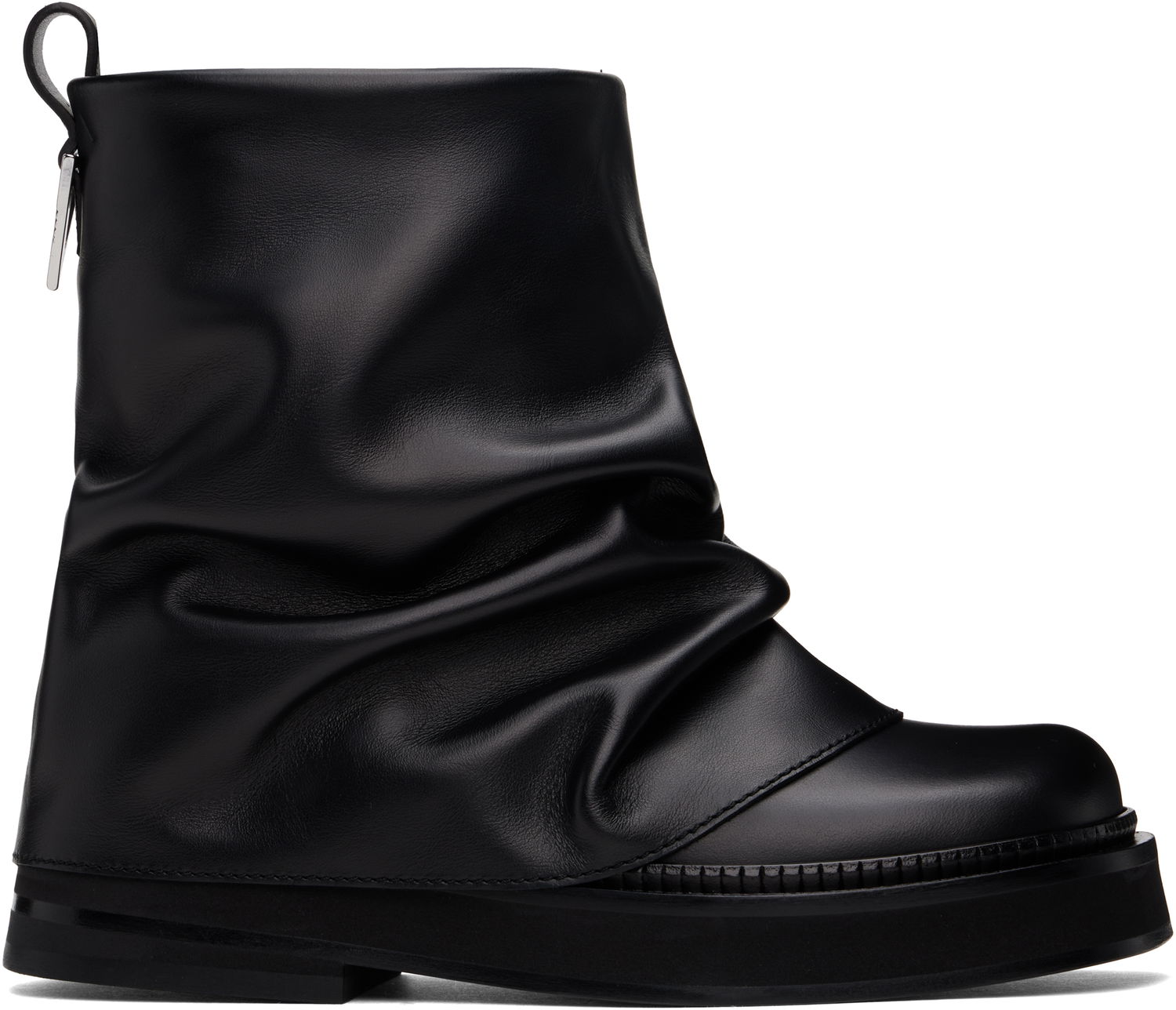 Tøj The Attico Attico Mini Robin Slouch Leather Boots Sort | 247WSH00832 LBT019AA, 0