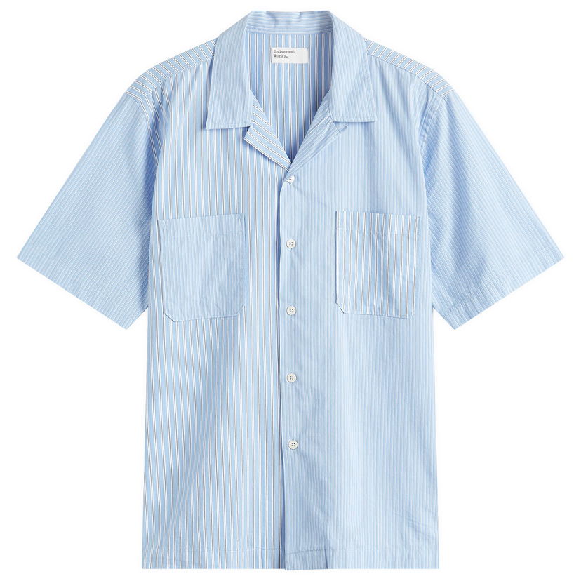 Skjorte Universal Works Universal Works Vila Stripes Sal Road Shirt, Size X-Large Blå | P32052-BLU