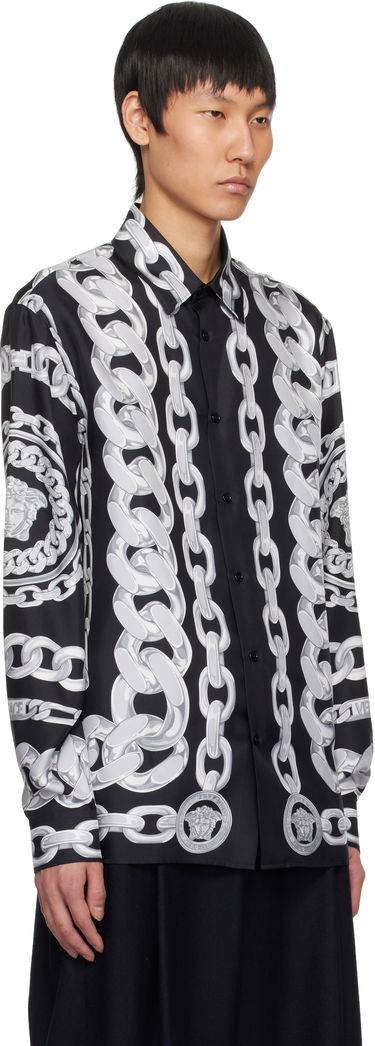 Skjorte Versace Versace Medusa Chains Silk Shirt Sort | 1019438_1A13397, 1