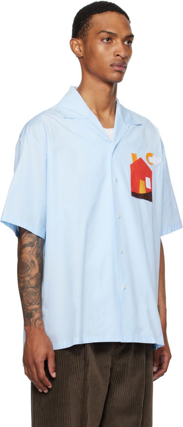 Skjorte Moschino Moschino Poplin House Appliqué Shirt Blå | 252ZZ020752351293, 1