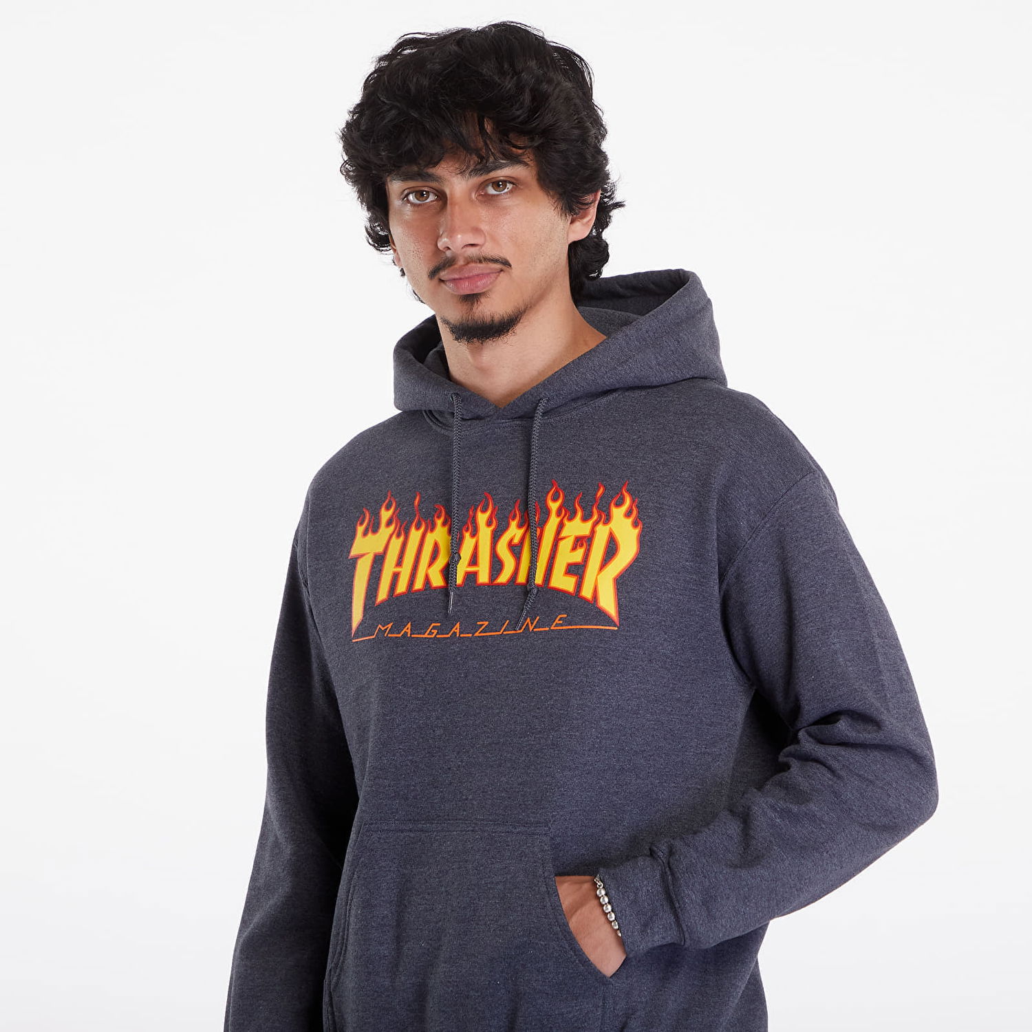 Sweatshirt Thrasher Thrasher Flame Hoodie Grå | 312007 Dark Grey, 1