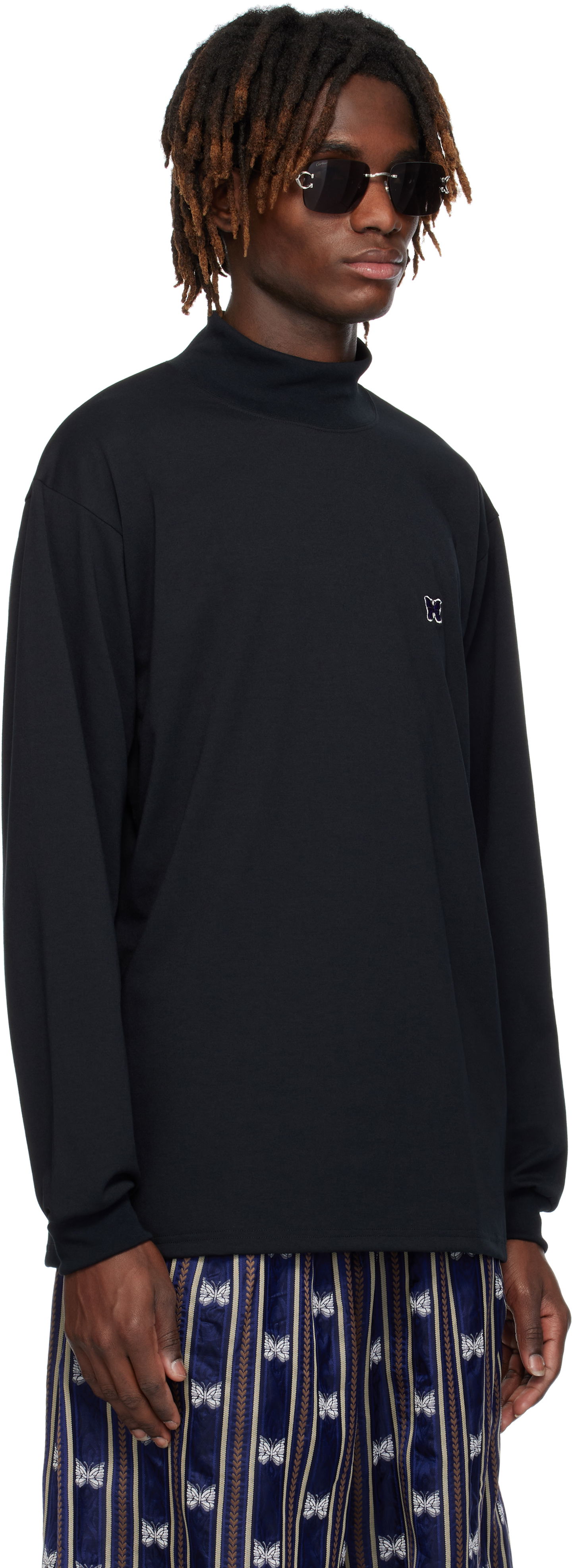 T-shirt Needles NEEDLES Mock Neck T-Shirt Sort | QV359, 1