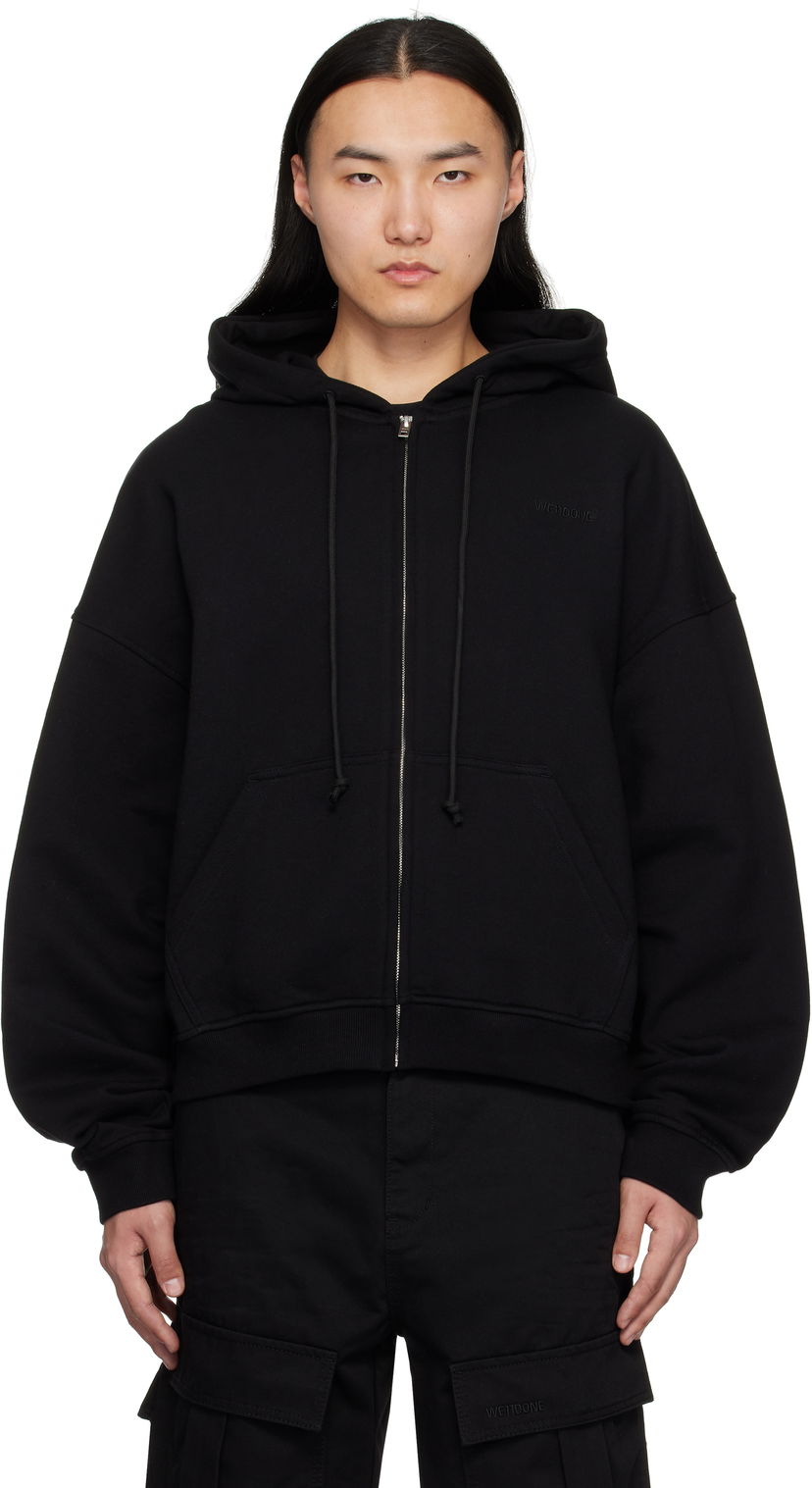Sweatshirt We11done We11done Twin All Around Zip-Up Hoodie Sort | WD-TJ0-25-833-U-BK