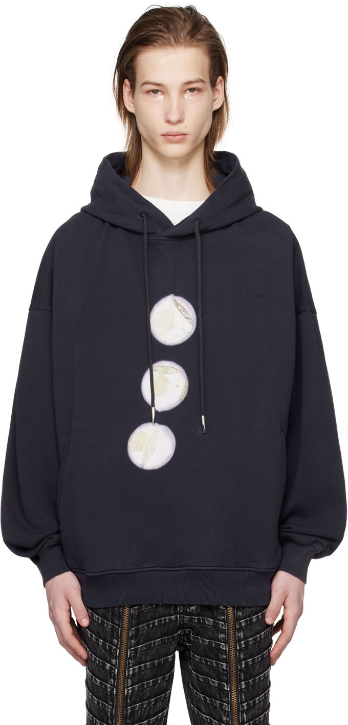 Sweatshirt Feng Chen Wang Feng Chen Wang Plant Dye Hoodie Mørkeblå | FMS17HD04