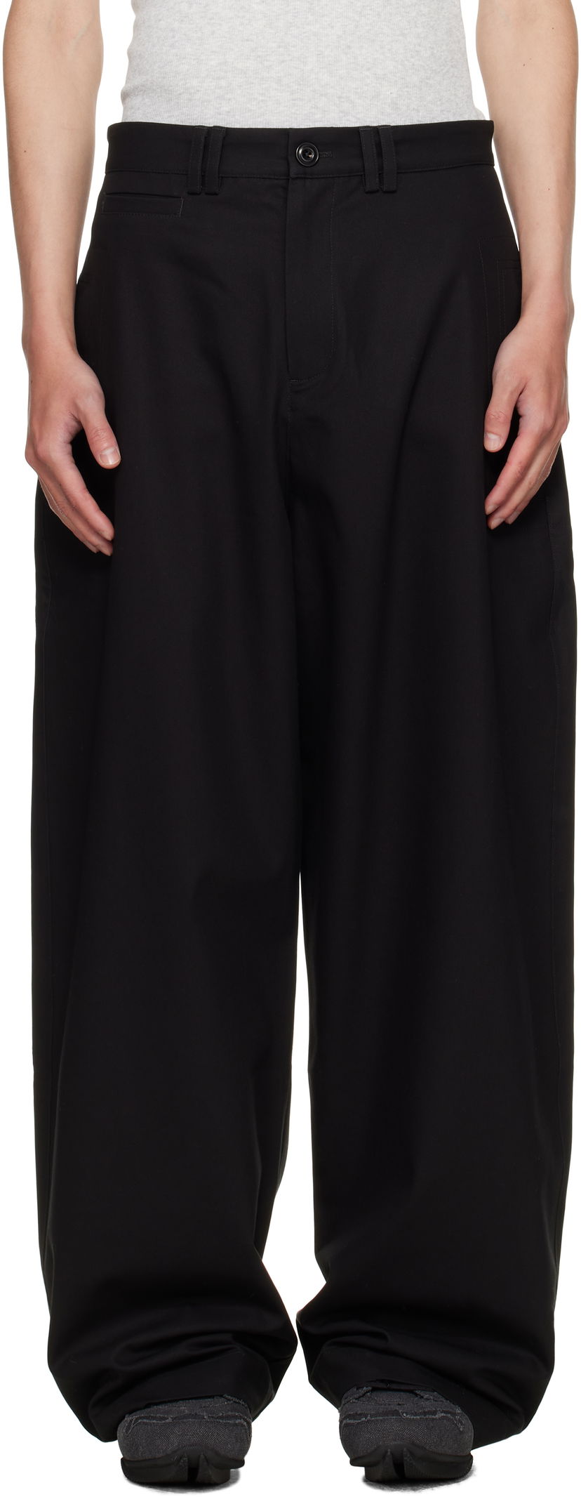 Bukser sage NATION SAGE NATION Wide Tailored Trousers Sort | S128 WIDE TAILORED TROUSER COT