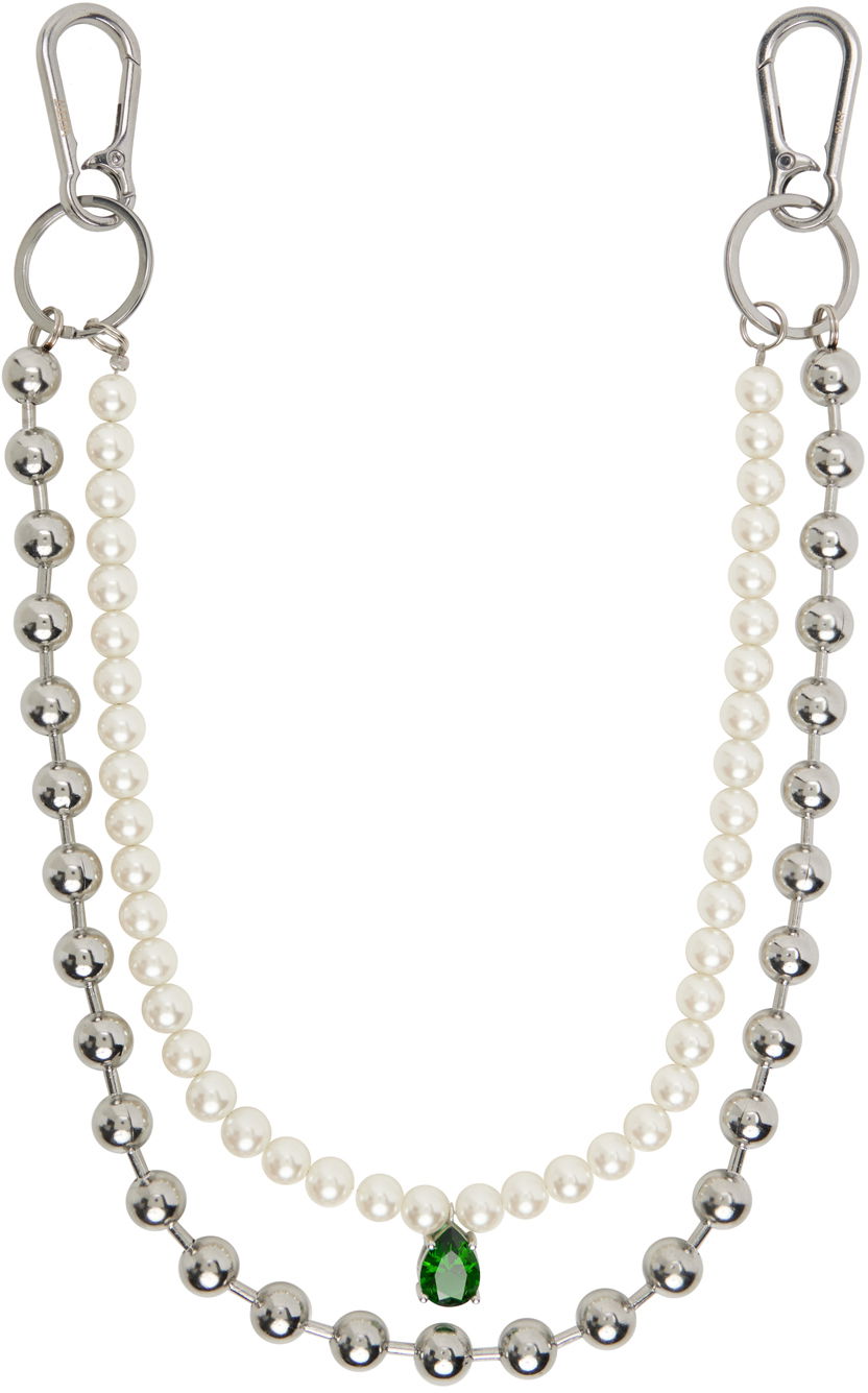 Nøgleringe VEERT The Ball Pearl Chain With Green Stone Grøn | KEYCH2, 0