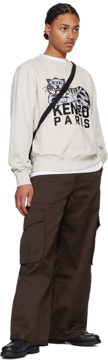 Sweatshirt KENZO Happy Tiger Embroidered Sweatshirt Beige | FF55SW2634MF, 3