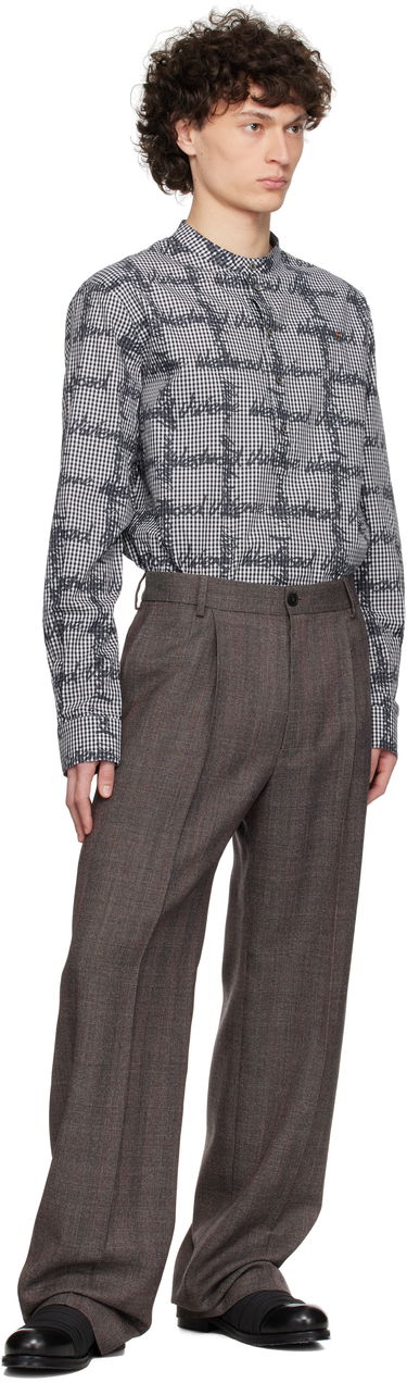 Skjorte Vivienne Westwood Vivienne Westwood Gingham Print Band Collar Shirt Hvid | 2401003X-W011T-, 3