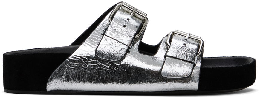 Shorts ISABEL MARANT Isabel Marant Lennyo Double Buckle Slides Metalisk | 24ESD0118FA-B2B09S, 0