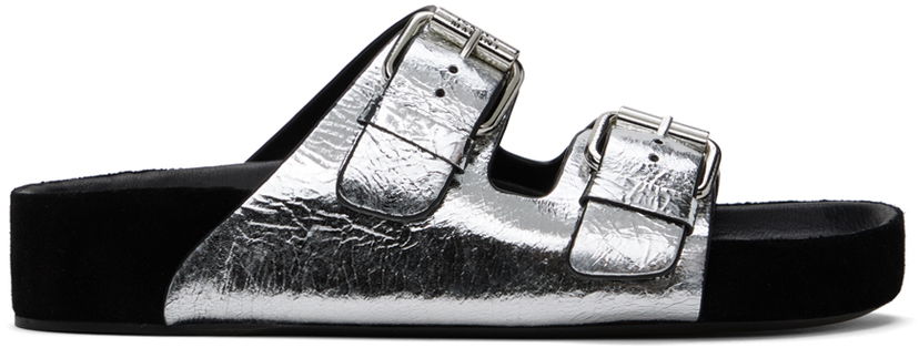 Shorts ISABEL MARANT Isabel Marant Lennyo Double Buckle Slides Metalisk | 24ESD0118FA-B2B09S