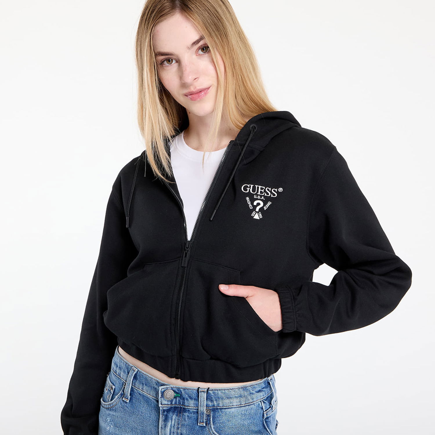 Sweatshirt GUESS GUESS Roberta Full Zip Crop Sweatshirt Sort | V5RQ20KC3D2-FJ8N, 1