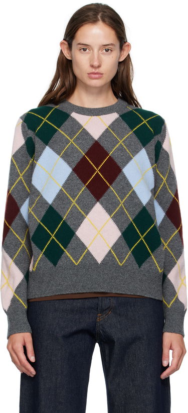 Sweater &Daughter &Daughter Ava Argyle Crewneck Sweater Grå | WL24205, 0