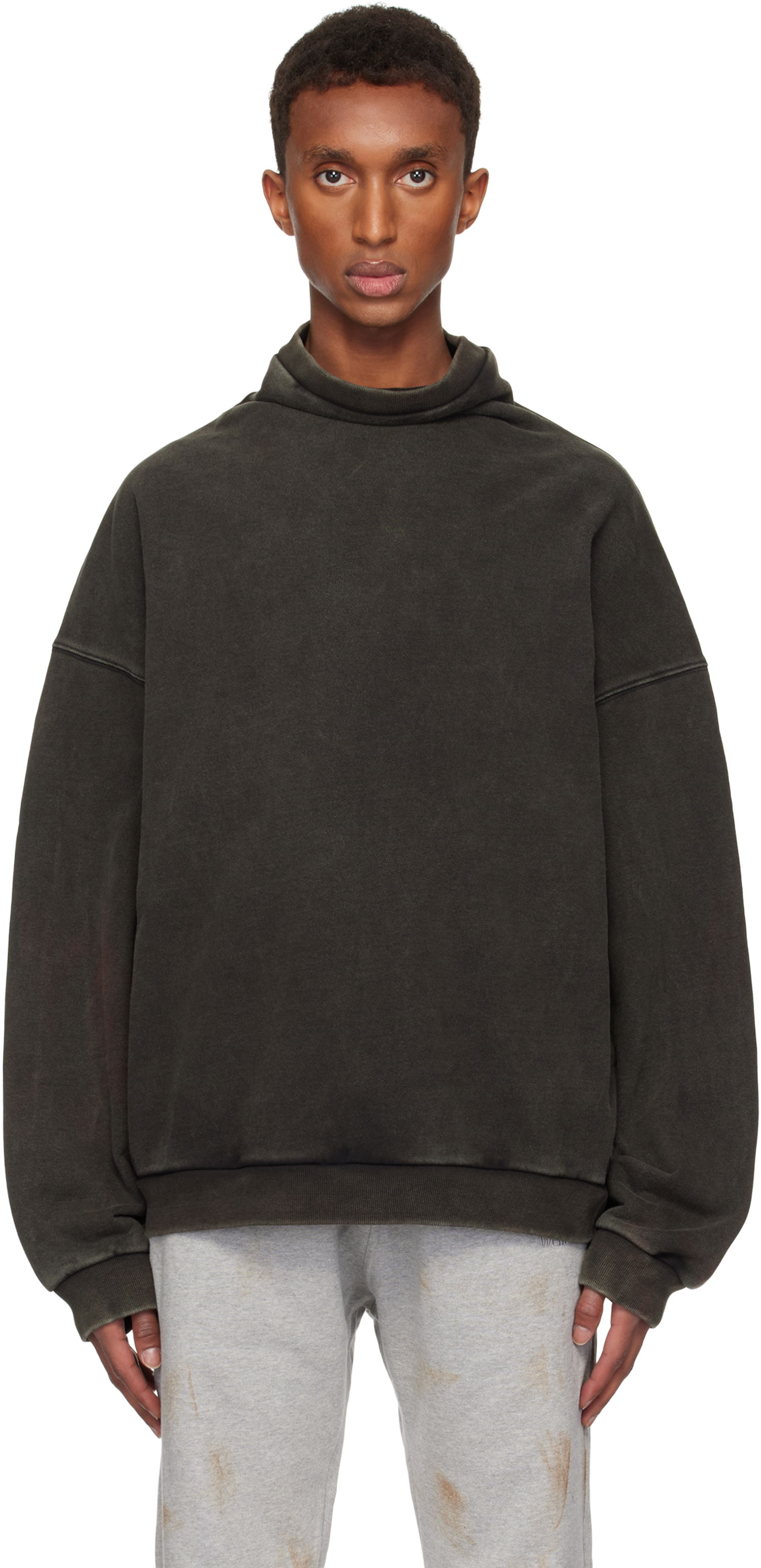 Sweater We11done Standard Logo Turtleneck Sweatshirt Grøn | WD-TS3-24-731-U-BK, 0