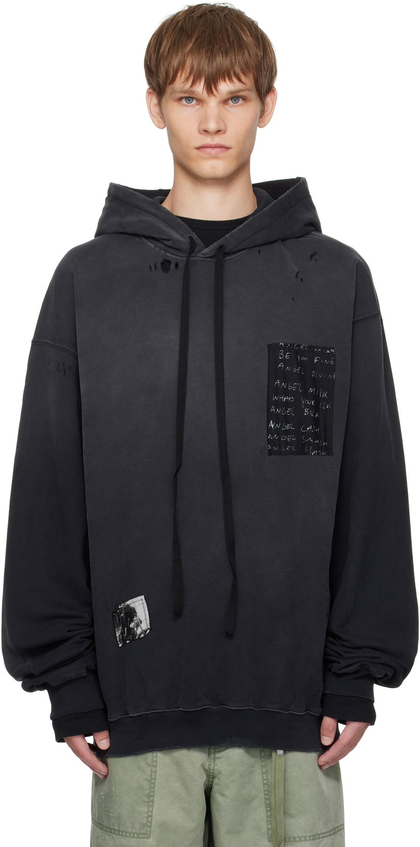 Sweatshirt Ann Demeulemeester Ann Demeulemeester Ollie High-Comfort Hoodie with Printed Patches Sort | B0013214-FA639-098