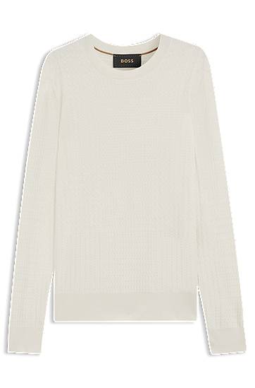 Sweater BOSS Silk Sweater with Prince of Wales Check Hvid | 50543228