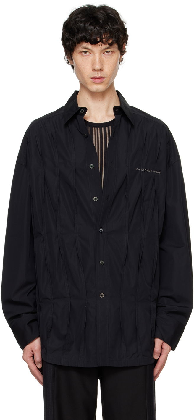 Skjorte Feng Chen Wang Feng Chen Wang Pleated Shirt Sort | FUF18SR09