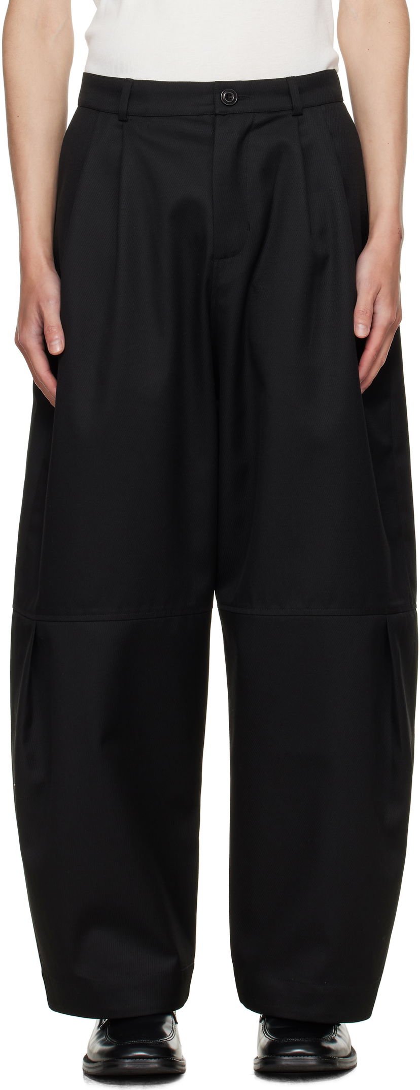 Bukser sage NATION SAGE NATION Zushi Pleated Trousers Sort | S091 ZUSHI TROUSER COTTON TWIL