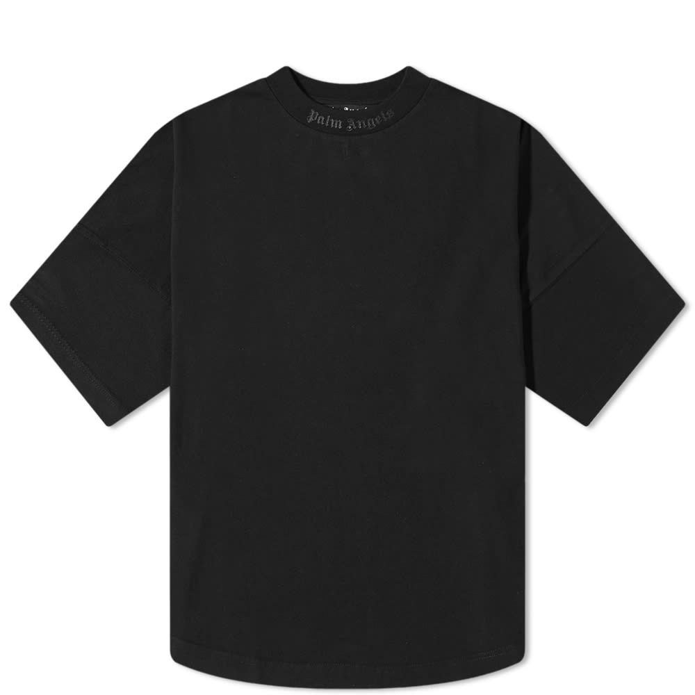 T-shirt Palm Angels Oversized Mock Neck Glitter Logo Tee Sort | PMAA002F22JER0031010, 0