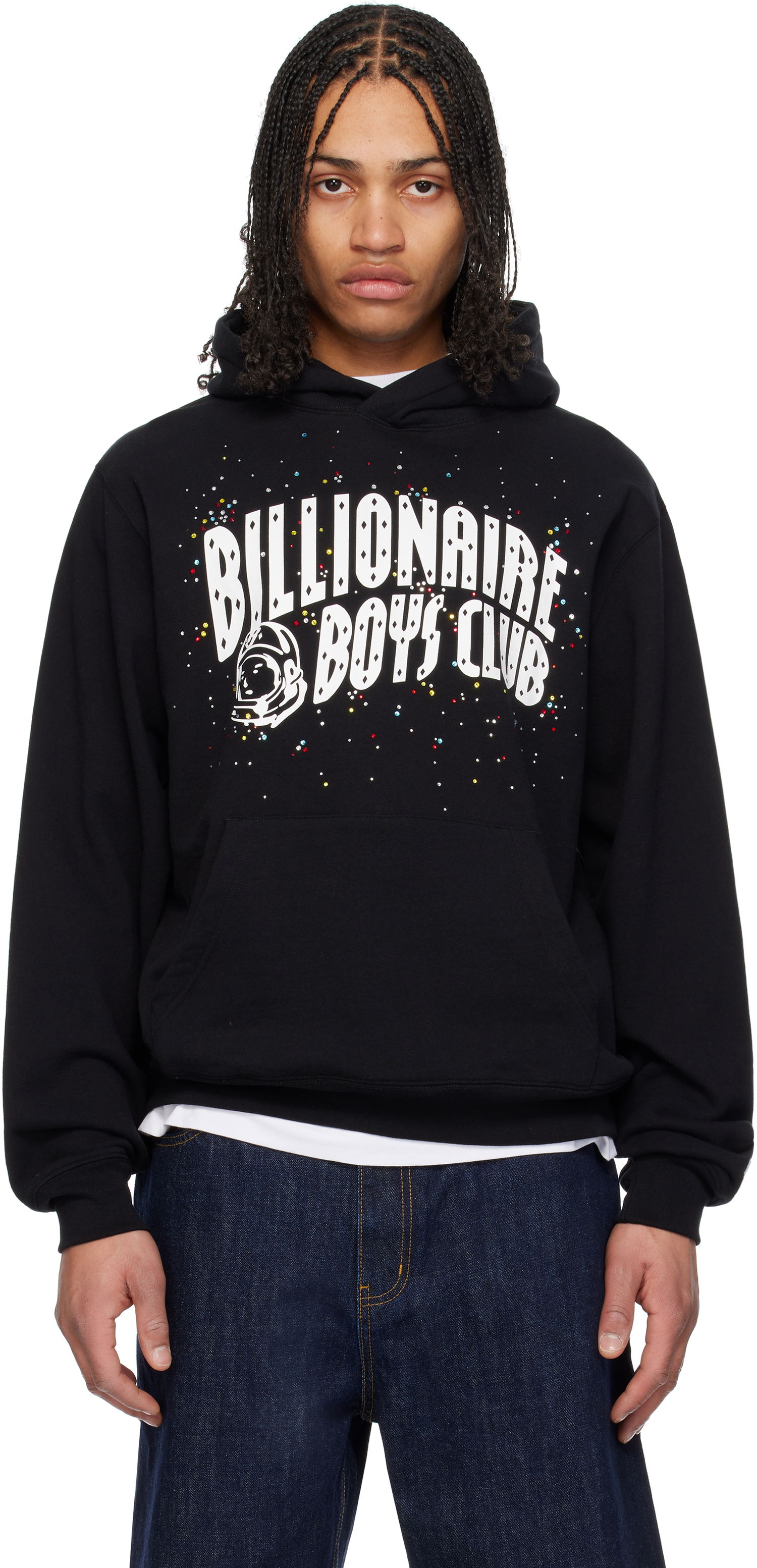 Sweatshirt BILLIONAIRE BOYS CLUB Billionaire Boys Club Embellished Arch Logo Popover Hoodie Sort | B25141, 0