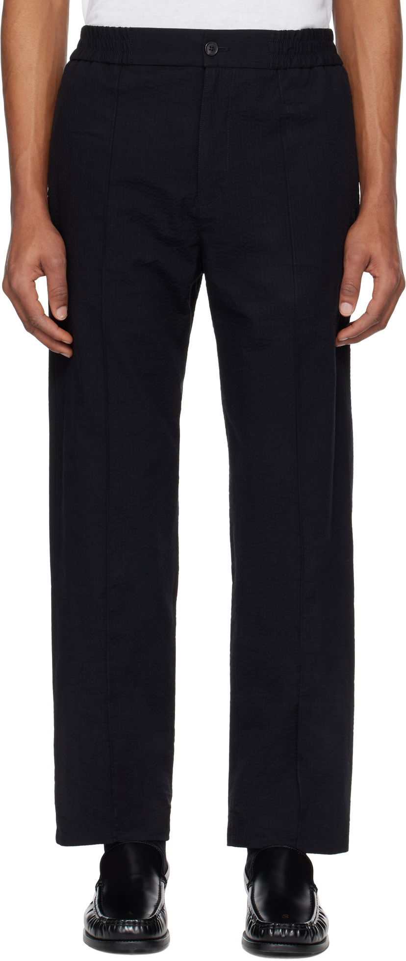 Bukser A.P.C. A.P.C. Joaquin Textured Straight-Leg Trousers Sort | COGXU-H08454