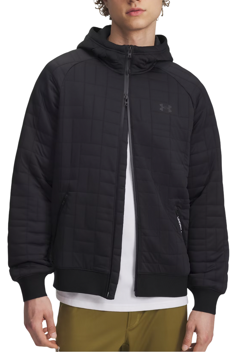 Puffer jakke Under Armour Unstoppable Textured Full Zip Hooded Jacket Sort | 6003869-001, 0