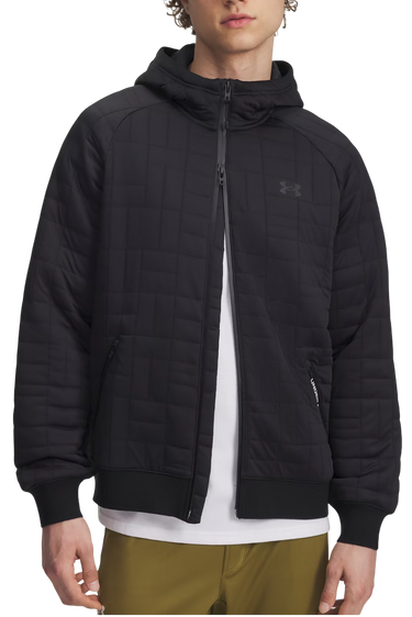 Puffer jakke Under Armour Unstoppable Textured Full Zip Hooded Jacket Sort | 6003869-001, 0