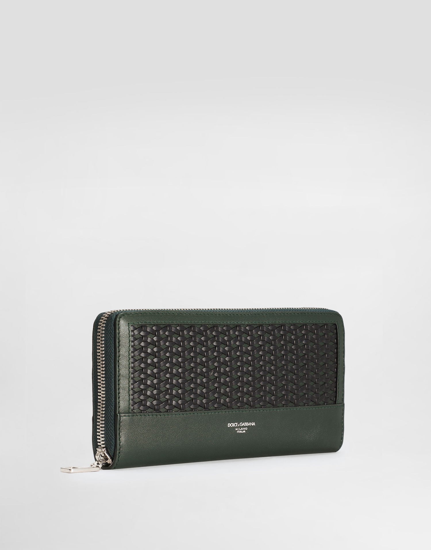 Tegnebog Dolce & Gabbana Dolce & Gabbana Woven Calfskin Zip-Around Wallet Grøn | BP1672AN41989868, 1