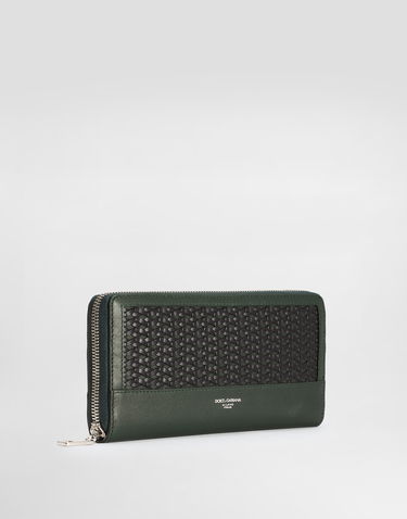 Tegnebog Dolce & Gabbana Dolce & Gabbana Woven Calfskin Zip-Around Wallet Grøn | BP1672AN41989868, 1