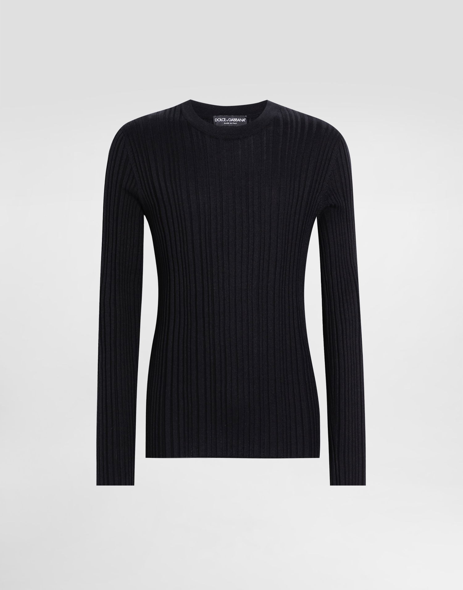 Sweater Dolce & Gabbana Dolce & Gabbana Silk and Cotton Ribbed Pullover Sweater Sort | GXXAFTJAMVCN0000, 0