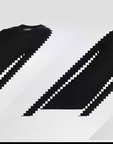 Sweater Dolce & Gabbana Dolce & Gabbana Silk and Cotton Ribbed Pullover Sweater Sort | GXXAFTJAMVCN0000, 0